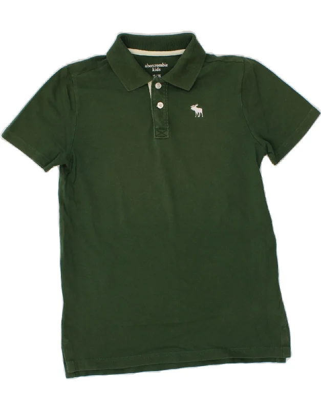 modern fit polo shirts for men -ABERCROMBIE & FITCH Boys Polo Shirt 15-16 Years Green Cotton