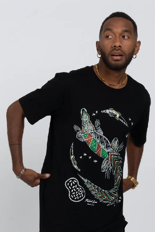 stylish t-shirts for men -Croc Country Black Cotton Crew Neck Unisex T-Shirt