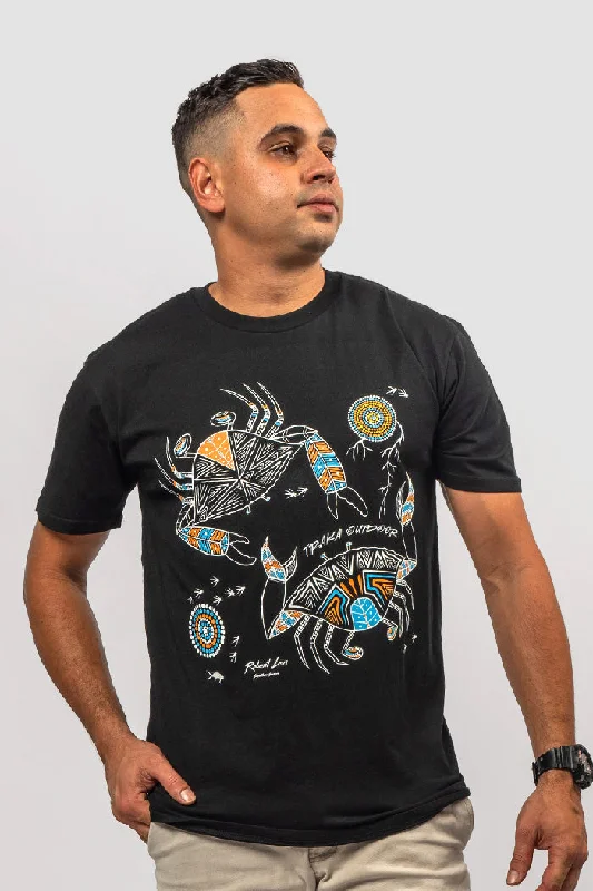 men's custom t-shirts -Mudcrab Black Cotton Crew Neck Unisex T-Shirt