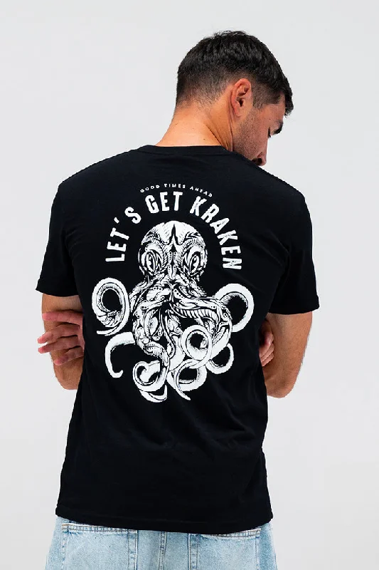 athletic t-shirts for men -Let's Get Kraken Black Cotton Crew Neck Unisex T-Shirt