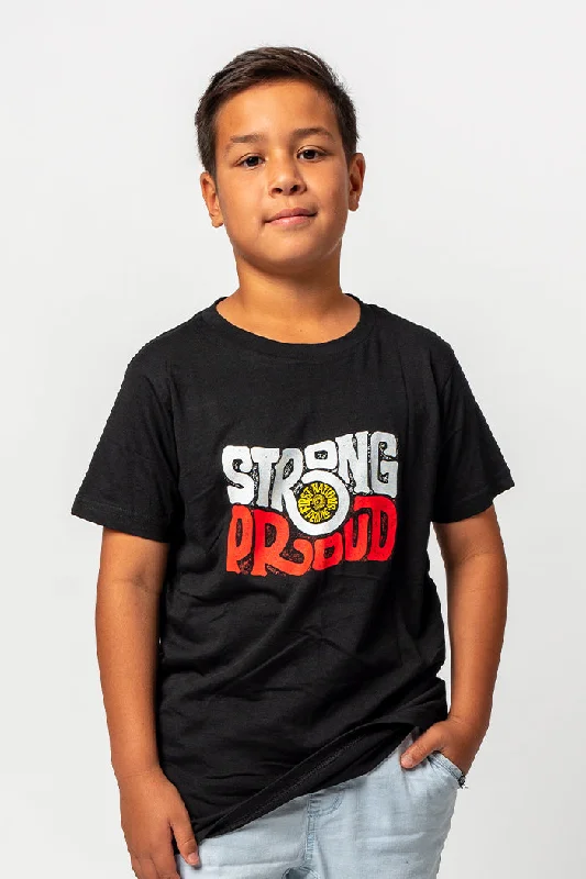 men's short-sleeve t-shirts -Vintage Strong & Proud Classic Black Cotton Crew Neck Kids T-Shirt