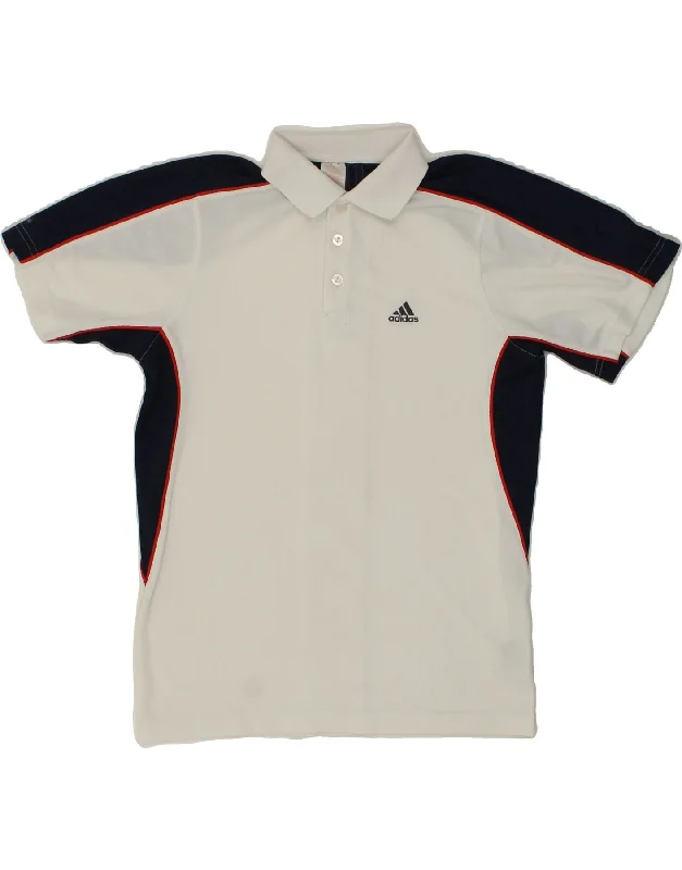 men's golf polo shirts -ADIDAS Boys Climalite Polo Shirt 13-14 Years White Colourblock Polyester