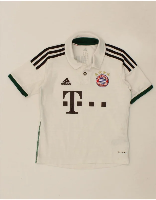 vibrant long sleeve polo shirts -ADIDAS Boys FC Bayern Munchen Graphic Polo Shirt 7-8 Years White Polyester