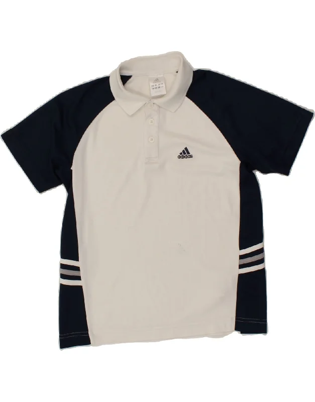 classic short sleeve polo shirts -ADIDAS Boys Polo Shirt 9-10 Years White Colourblock