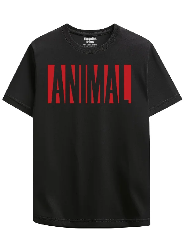 men's workout t-shirts -Animal Badge Font Gym T-Shirt