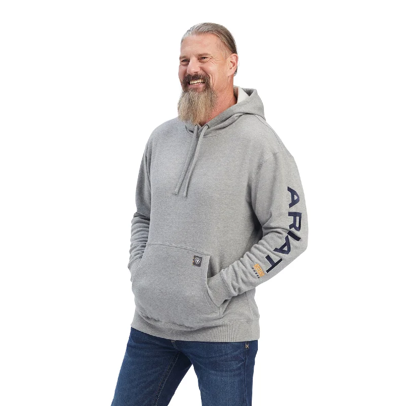 men's sweatshirts for running -Ariat Men's Rebar Graphic Hoodie_Heather Grey