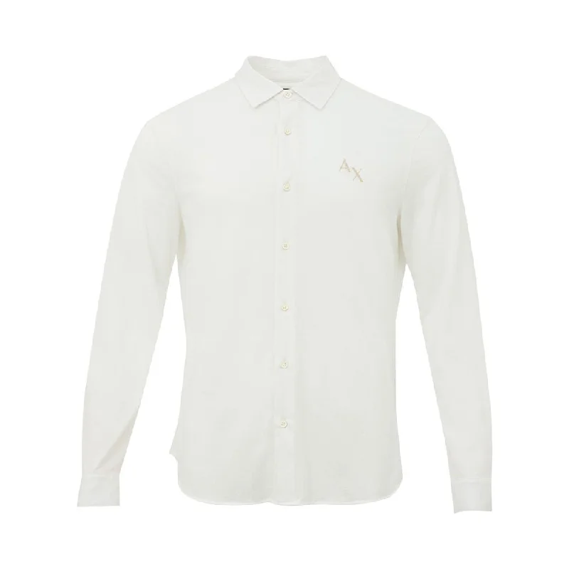 men's business shirts -Armani Exchange Elegant  Organic Cotton Men's Shirt