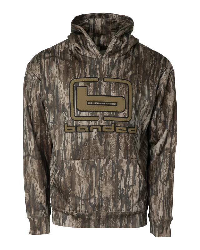 casual pullover sweatshirts -Banded Camo Logo Hoodie