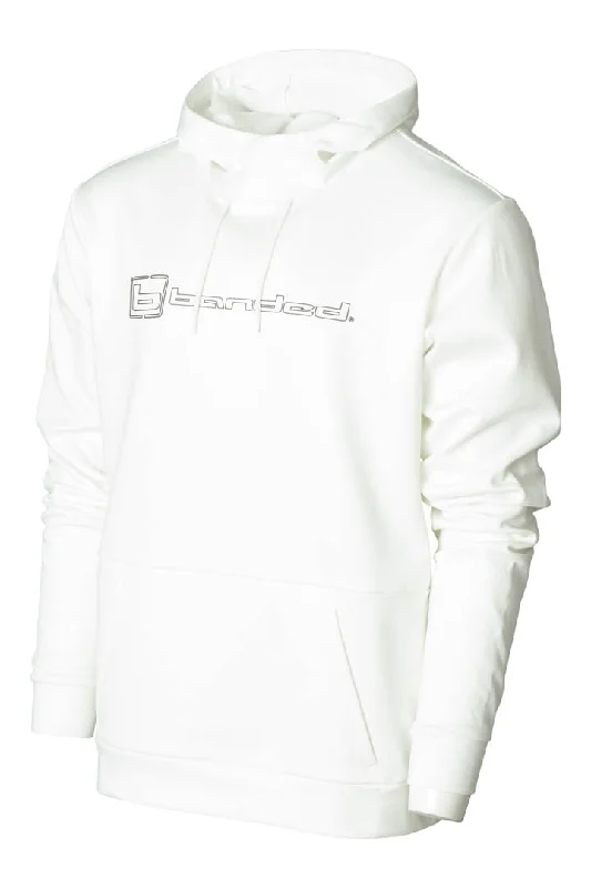 men's hoodies with a hood -Banded Logo Hoodie - White