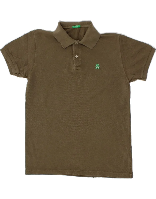 men's lightweight performance polo shirts -BENETTON Boys Polo Shirt 9-10 Years Large Khaki Cotton