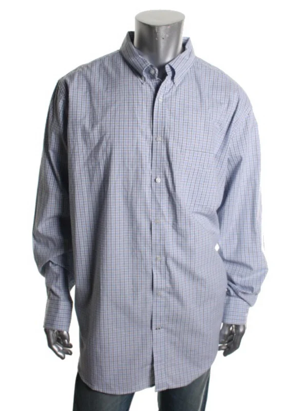 men's colorful shirts -Big & Tall Mens Cotton Long Sleeve Button-Down Shirt