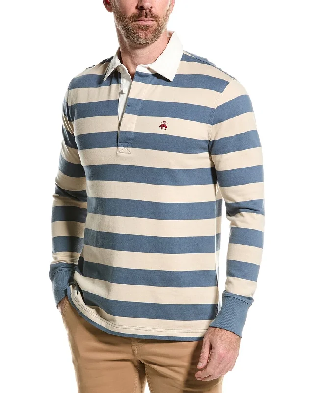 fitted polo shirts for men -Brooks Brothers Rugby Stripe Heavyweight Polo Shirt