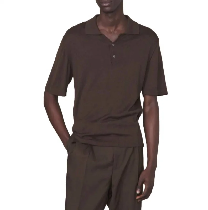 men's polo shirts with side vents -Brutus Polo In Cocoa