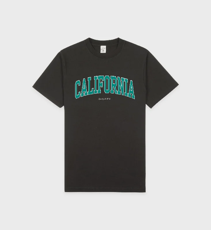 men's zip-up t-shirts -California T-Shirt - Faded Black/Spring Green