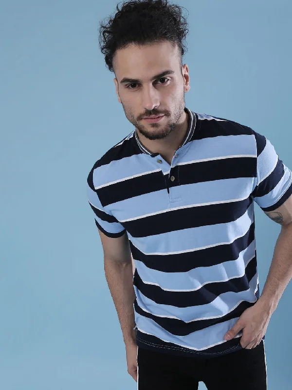 men's t-shirts for summer -Campus Sutra Men Striped Stylish Half Sleeve Casual T-Shirts