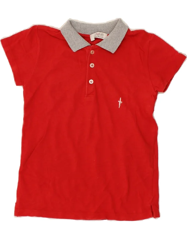 men's simple polo shirts -CESARE PACIOTTI Boys Graphic Polo Shirt 10-11 Years Large Red Colourblock