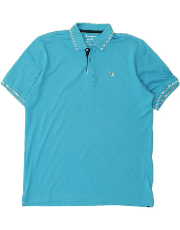 stylish plain polo shirts for men -CHAMPION Boys Polo Shirt 13-14 Years XL  Blue Cotton