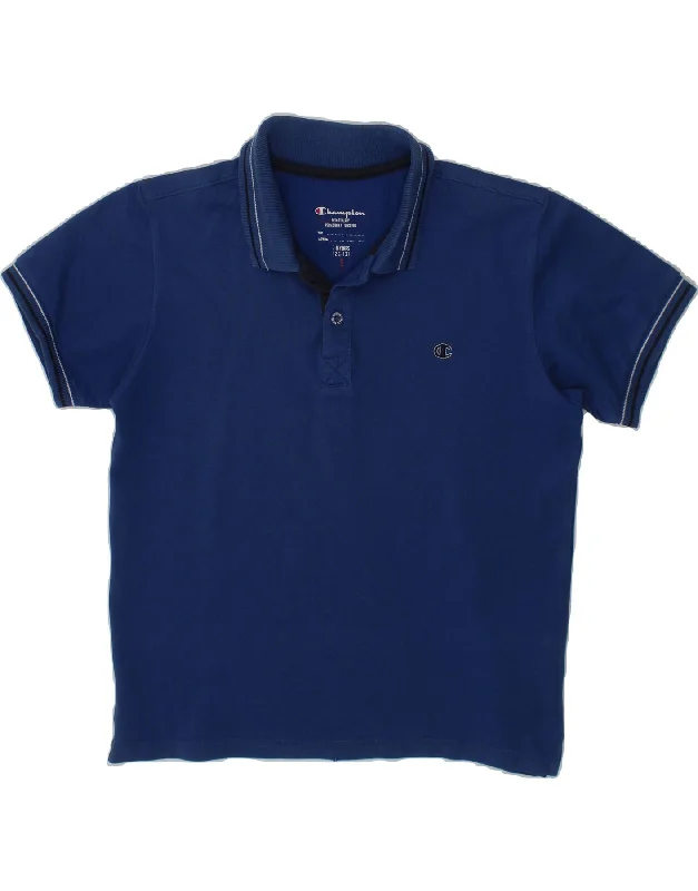 men's golf polo shirts with collars -CHAMPION Boys Polo Shirt 7-8 Years Small Navy Blue Cotton