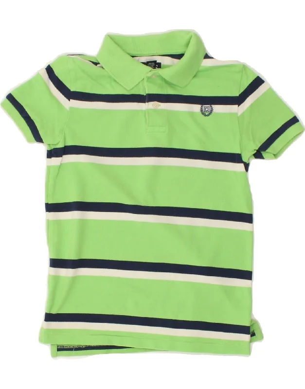 men's athletic pique polo shirts -CHAPS Boys Polo Shirt 6-7 Years Green Striped Cotton