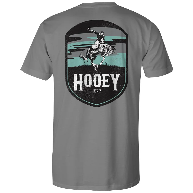 trendy printed t-shirts for men -"Cheyenne" Grey w/Turquoise/Grey/White Logo Pocket T-shirt