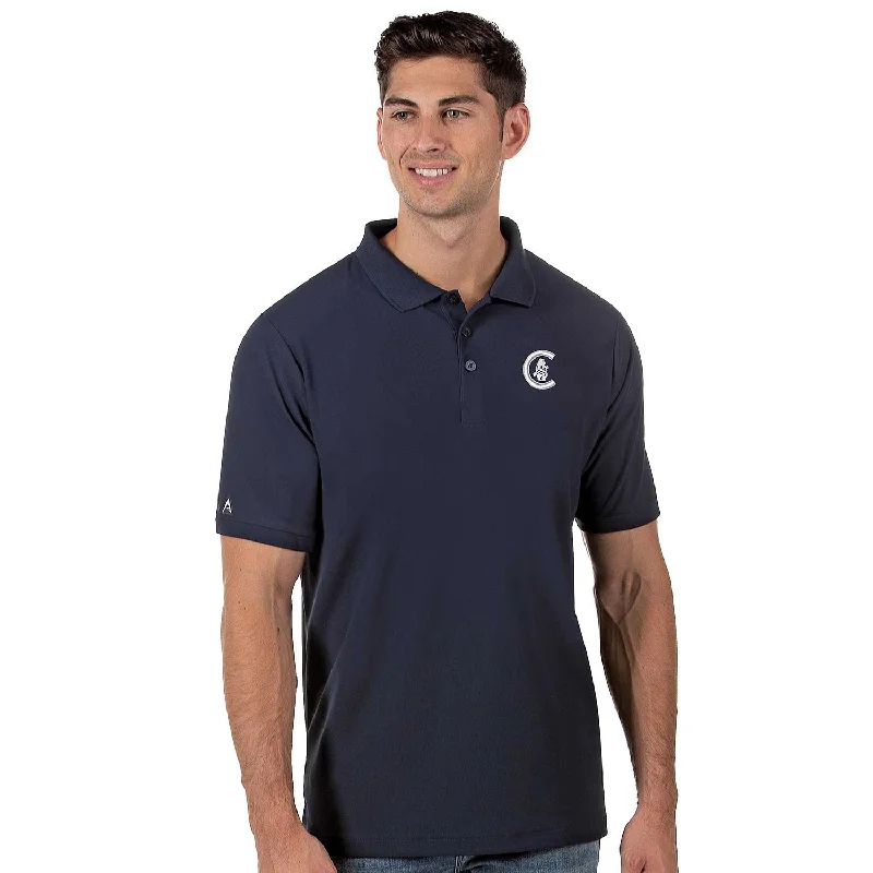 men's short-sleeve polo shirts -Chicago Cubs Navy Legacy Pique Polo Shirt