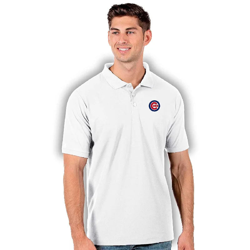 men's long-sleeve polo shirts -Chicago Cubs White Legacy Pique Polo Shirt