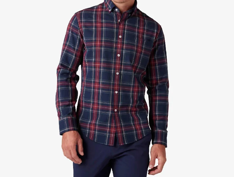 men's flannel shirts -City Flannel Shirt In Navy Tartan