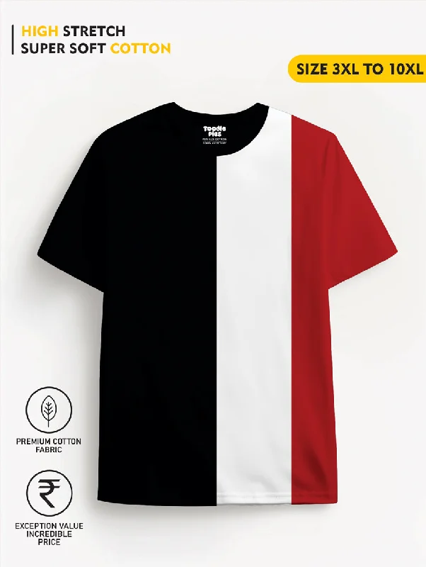 casual t-shirts for men -Classic Triple Colourblock Plus Size T-shirt