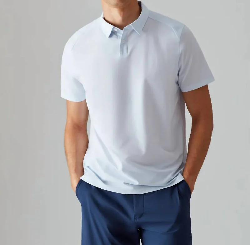 trendy polo shirts for men -Commuter Polo In Light Blue Micro Dot