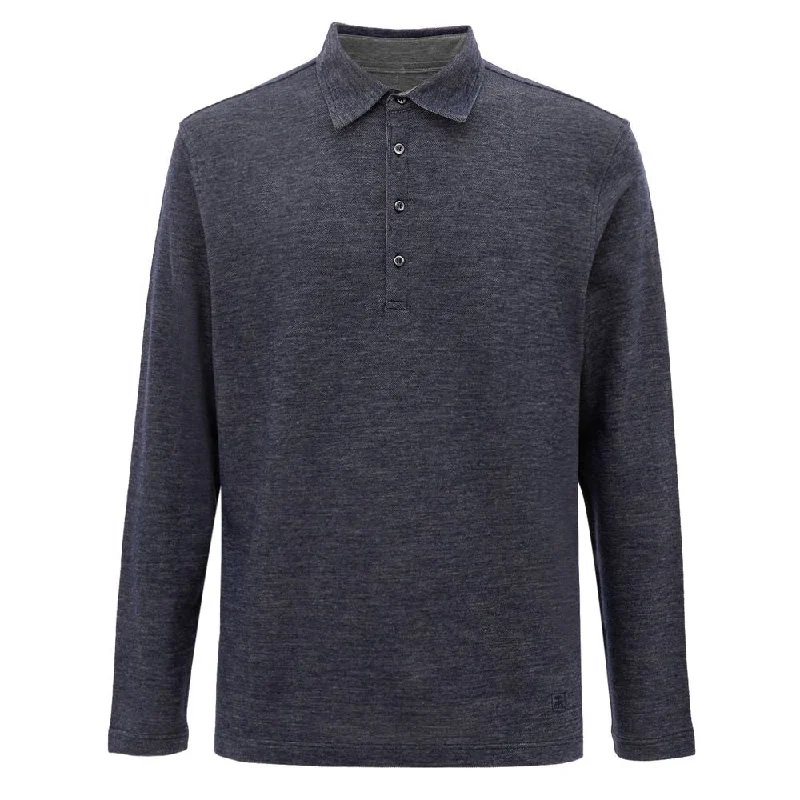 men's polos with side slits -Corneliani  Wool Polo Men's Shirt