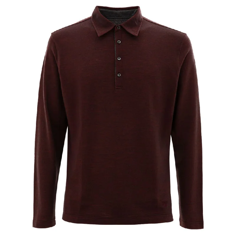 men's classic ribbed polo shirts -Corneliani  Wool Polo Men's Shirt