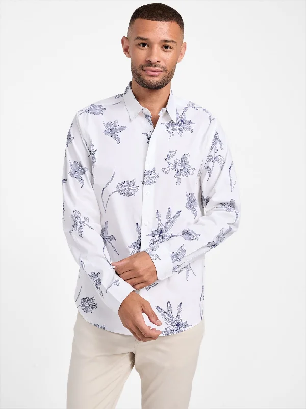 men's modern fit button-up shirts -Davis Floral Long-Sleeve Shirt