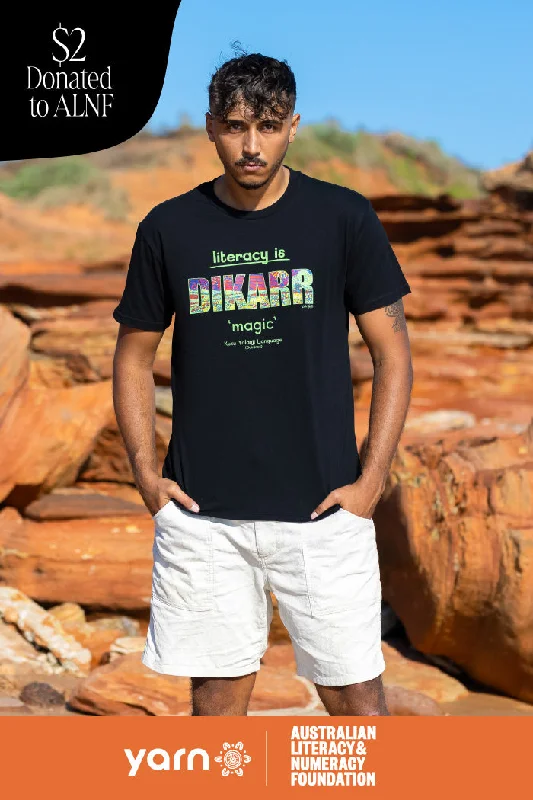 men's black t-shirts -Dikarr 'Magic' ALNF Black Cotton Crew Neck Unisex T-Shirt