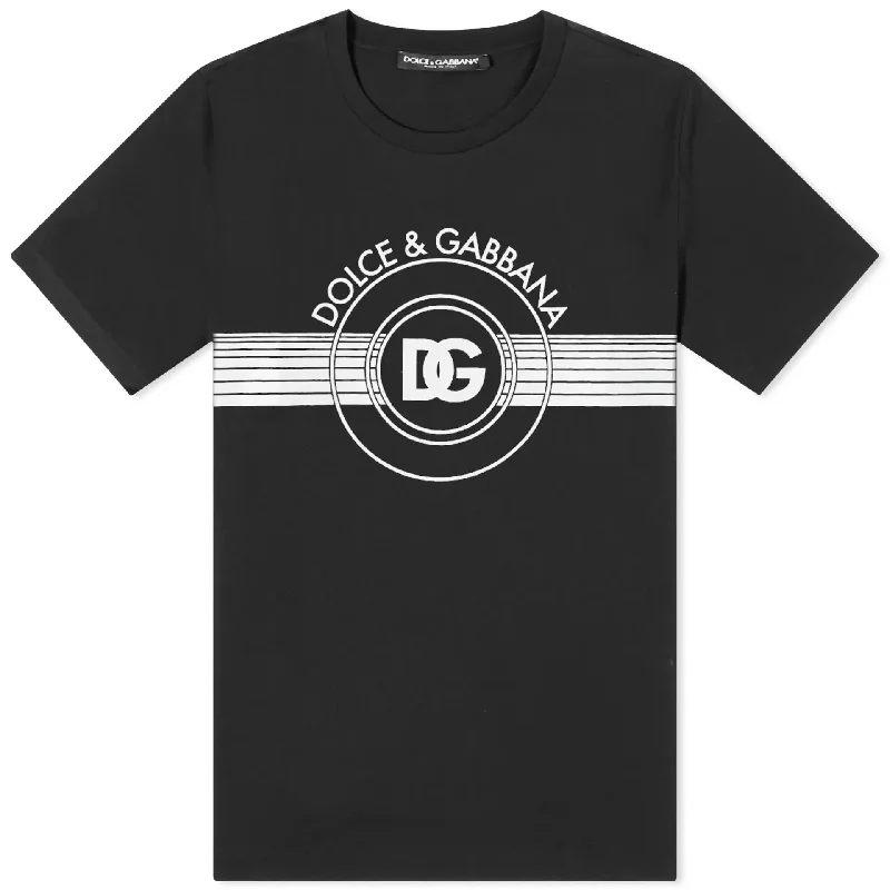 men's soft cotton t-shirts -Dolce & Gabbana Men's Crew Neck Interlocking Logo T-Shirt, Black