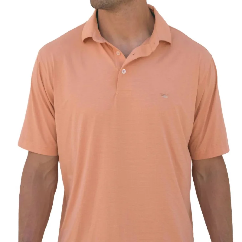 men's short sleeve polo shirts for work -Dunmore Dots Performance Polo In Washed Peach