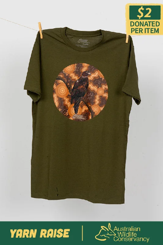 men's basic round neck t-shirts -Eagle (Gurranyin) 'Australian Wildlife Conservancy' Army Cotton Crew Neck Unisex T-Shirt