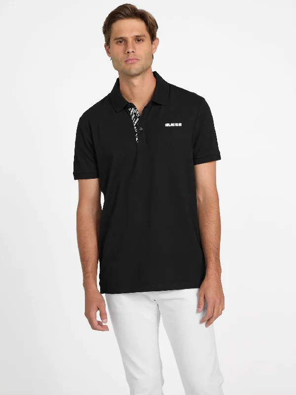 men's athletic pique polo shirts -Eco Erwin Logo-Tape Polo