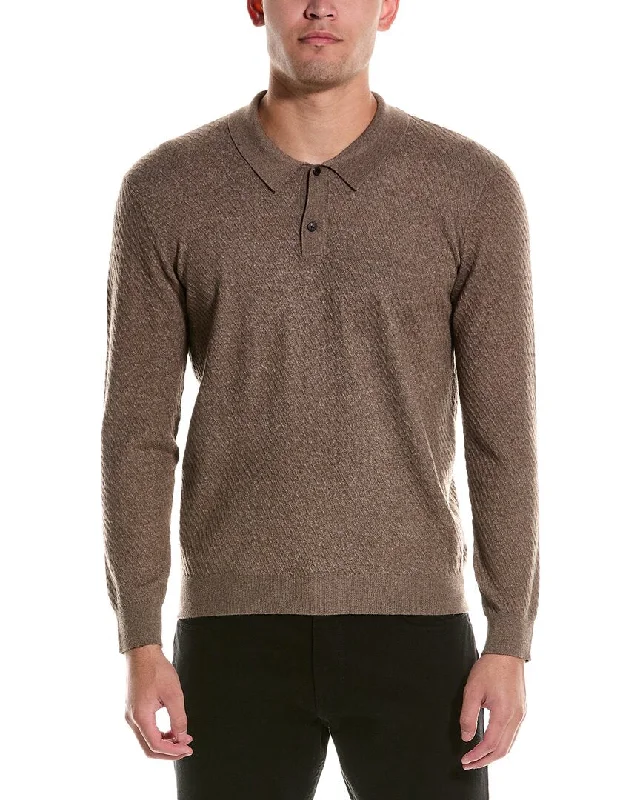 stylish printed polo shirts for men -Elie Tahari Textured Wool-Blend Polo Shirt