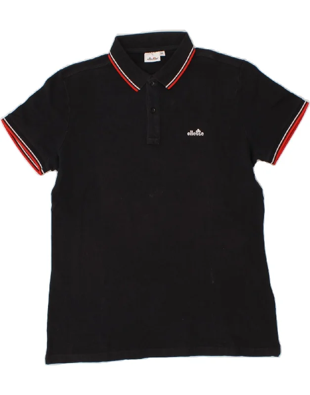 men's stylish sport polo shirts -ELLESSE Boys Polo Shirt 15-16 Years 2XL Black