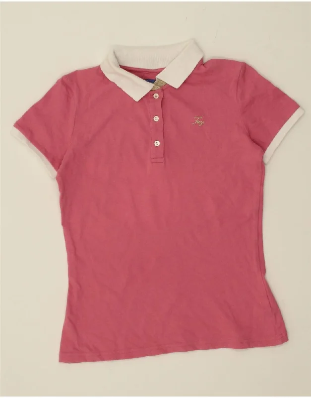 men's breathable short sleeve polo shirts -FAY Girls Polo Shirt 12-13 Years Pink Cotton