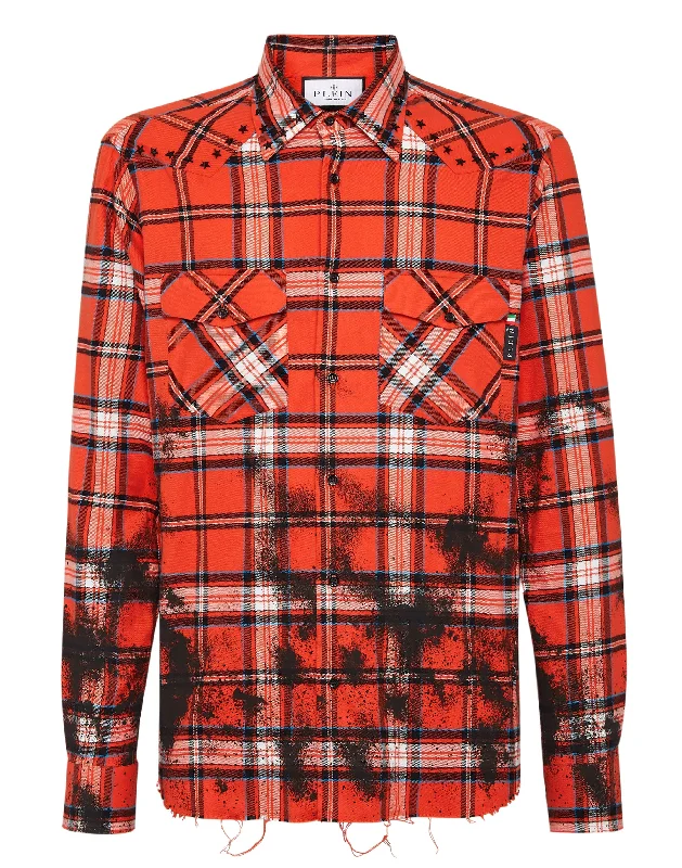 trendy casual shirts for men -Flanella Tartan Shirt LS Gothic Plein