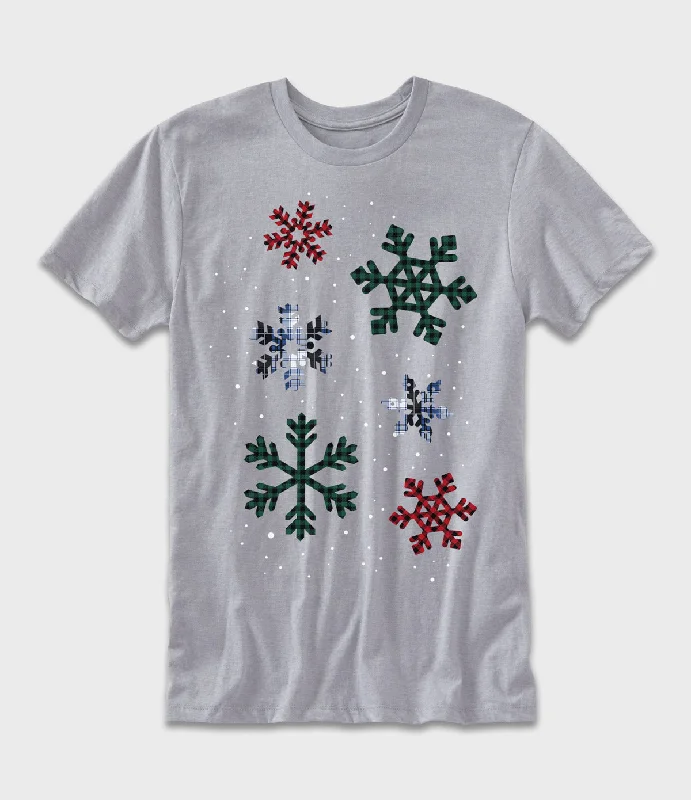 men's custom t-shirts -Flannel Snowflakes Graphic T-Shirt