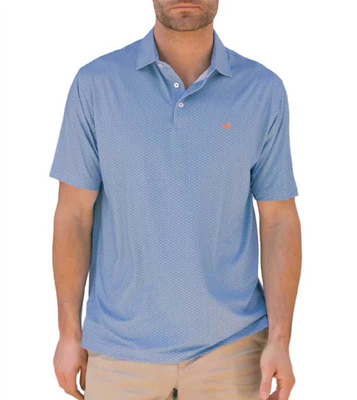 men's classic fit cotton polo shirts -Flyline Performance Polo In Navy Fan Shell