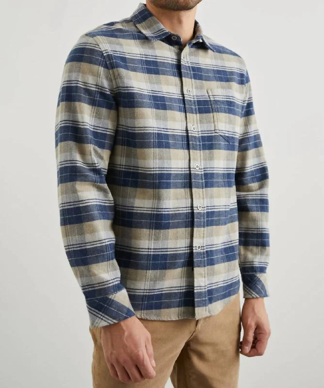 men's patterned shirts -Forrest Shirt In Barley Denim Taupe