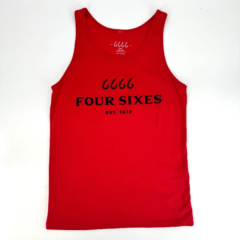 men's zip-up t-shirts -Four Sixes Logo Tank Top - Red