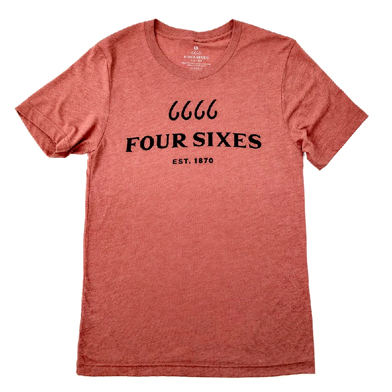 men's basic round neck t-shirts -Four Sixes Logo Triblend Crewneck Clay