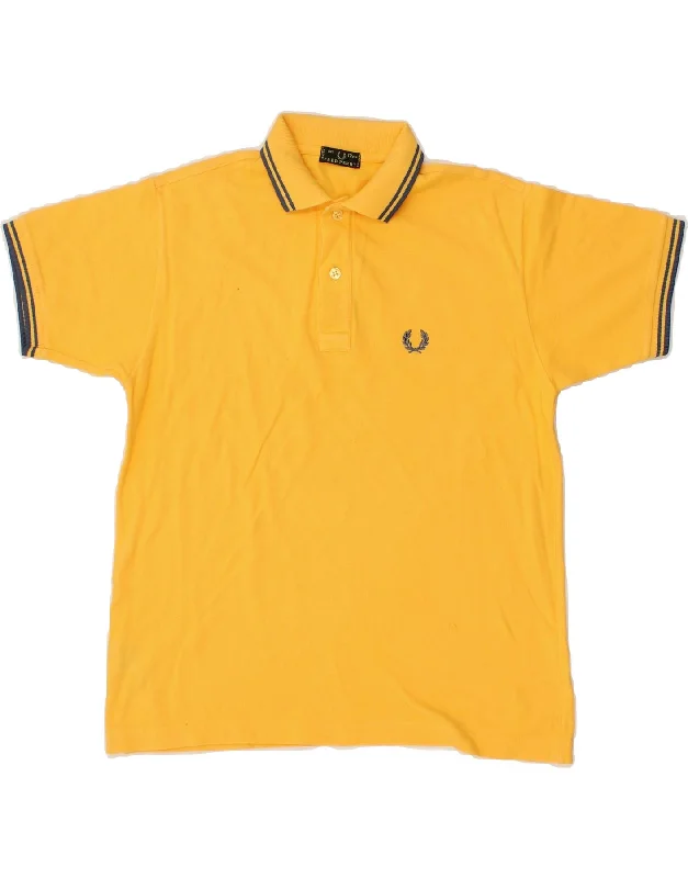 men's casual cotton polo shirts -FRED PERRY Boys Polo Shirt 11-12 Years Yellow Cotton