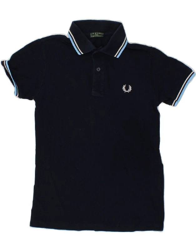 men's regular pique polo shirts -FRED PERRY Boys Polo Shirt 13-14 Years Navy Blue Cotton