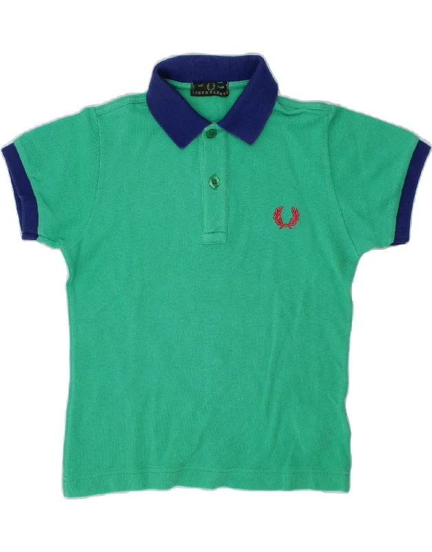 men's polo shirts with logos -FRED PERRY Boys Polo Shirt 3-4 Years Green Cotton