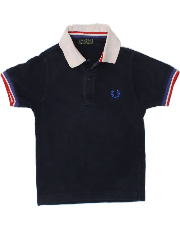 polo shirts with contrasting collars -FRED PERRY Boys Polo Shirt 3-4 Years Navy Blue Cotton